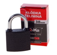 ODOLNÝ LIATOVÝ VISIACI ZÁMOK 38mm S KĽÚČOM JADROVÝM s patentnou vložkou