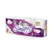 Toaletný papier SNUFFI Profi, 3 vrstvy, 250 listov, jemný biely
