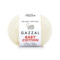 Gazzal Baby Bavlnená priadza 3437 - 50g - krémová