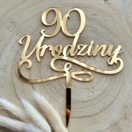 90. narodeniny Narodeninový topper 90 rokov dekorácia ZLATÉ PLEXI zrkadlo
