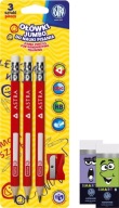 Ceruzka na učenie písania Astra Jumbo HB 3 ks + strúhadlo + 2 x Astra guma