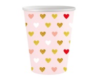 Valentínske srdiečkové papierové poháre XOXO Pink 6 ks