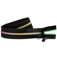 Páska na zips 3mm RAINBOW BLACK + 2 zipsy 1m