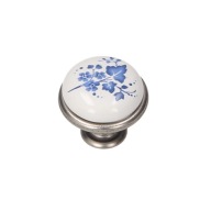 Biely porcelánový nábytkový gombík GP19-011 dekor 16