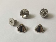 Kužele, kolíky na 9mm skrutku, 10ks, leštený nikel, punkový kovový kužeľ