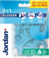 JORDAN FLOSSER 3V1 TOOTPITS SO ZUBNÝM Flosserom TONGUE CLEANER 50KS