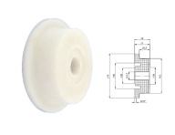 Plastová rolka s priemerom príruby 79 mm, priemer 14,5 mm