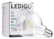 E27 G95 FILAMENT žiarovka 6W číra