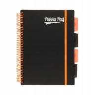 PUKKA PROJECT BOOK PP NEON BLACK Zápisník B5 kruh, oranžový kockovaný