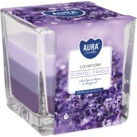 TROJFAREBNÁ Vonná sviečka v skle BISPOL Aura 32H LAVENDER