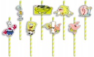 NARODENINOVÉ SLAMKY s POSTAVIČKAMI - SPONGEBOB PATRYK NARODENINOVÉ VELETRHY - 8 ks.