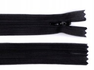 Špirálový zips skrytý 40cm sukne šaty ČIERNA