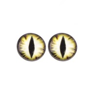 KABOCHONY SKLENENÉ DRAČIE OKO 12 mm - SVETLO ŽLTÉ 2 ks.