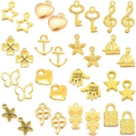 Prívesky Prívesky na náramky Kovové prívesky Gold Mix 32ks 16pár