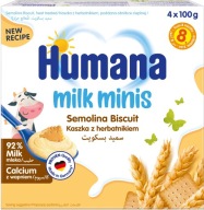 HUMANA MLIEČNY DEZERT PO 8 MESAČNÝCH PRIMENTÁCH SO PIŠKÉTMI 4x100G - NOVINKA