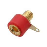 Banánková montážna objímka 4mm červená 19A 60V zlatá / 9721