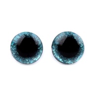 GLITTROVÉ TYRKYSOVÉ MASKOTY OČI 10 mm