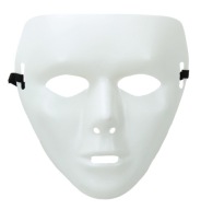 WHITE MIM MASK, plastová, na halloweenske maľovanie