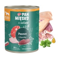 PAN MEAT with Herbs mokré krmivo pre psov Paštéta Duck 800g