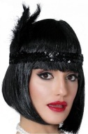 Retro flitrová čelenka Charlestone Black Carnival Prom z 20. rokov 20. storočia