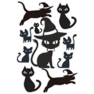 HALLOWEEN fólie NÁLEPKY čierne CATS mačiatka X10