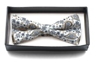 Pánsky motýlik bielej farby, elegantný motýlik v krabičke