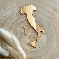 Mapa Talianska dekorácia Plexisklo Zlaté zrkadlo 11x7cm