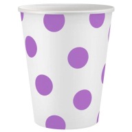 LEVANDUĽOVÉ papierové poháre, bodky, 250 ml x6