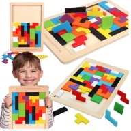 TETRIS PUZZLE DREVENÉ BLOKY MONTESSORI BLOCKS 3D LOGICKÁ HRA
