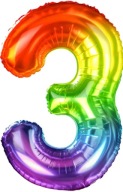 OMBRE fóliový balón číslo 3 narodeninový dúhový XXL