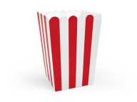 POPCORN BOXES červené pruhované snacky 6 ks