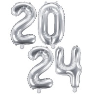 Balóny 2024 Strieborné 35 cm Silvestrovské ozdoby Prom Silvester KOMERS
