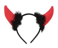 Čelenka Čertove rohy s kožušinkou Halloweenský karneval