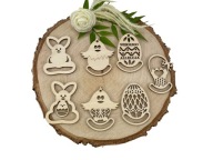 Drevené kraslice, VIANOCE, 6 cm, SET 7 kusov, preglejka