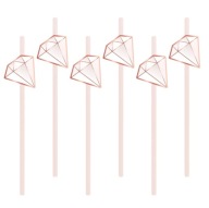 Diamantové slamky na slepačiu párty rosegold 6 ks