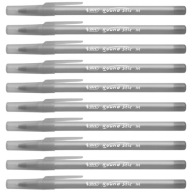 Strieborné BIC Round Stic Medium klasické guľôčkové pero, čierny atrament 1,0 mm, 10 kusov
