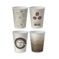 Papierový pohár s plastom na kávu, 250 ml, jednorazový, potlač, 50 ks