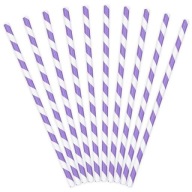 STRIPED papierové slamky, orgován, 10 ks