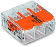 221-413 - COMPACT konektor 3x0,2-4mm DR/LIN (číry/oranžový) WAGO