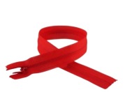 Zips, SAMOSTATNÝ Zips, KRYTÁ ČIPKA, 20 cm, ČERVENÁ