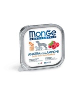 MONGE DOF FRUIT M KAČKA S MALINAMI 150g
