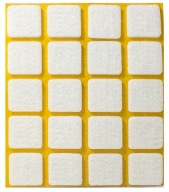 Samolepiace plstené podložky, biele, 20x20, 20 ks