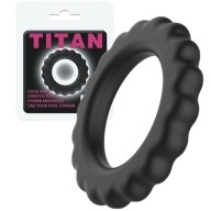 TiTAN - kompresný krúžok na penis, čierny silikónový BAILE