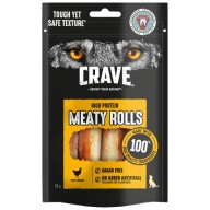 CRAVE Meaty Rolls bezobilné pochúťky pre psov s kuracím mäsom 50 g