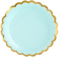 Papierové taniere MINT Green Złoty Brzeg Birthday Party 18cm 6 ks.
