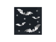 Halloweenske obrúsky Silver Bats 33cm 20ks