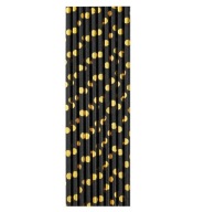 Papierové slamky BLACK GOLD DOTS
