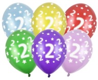 Balóny s potlačou Number 2 Two Birthdays Mix 6 kusov
