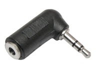 JACK 3,5/3P TRS stereo zásuvkový adaptér, uhol 90°