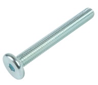 10x metrická skrutka M8 x 65 mm biela pozinkovaná s hlavou valca, nábytková skrutka